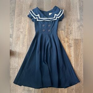 Navy Blue Sailor Dress by Bettie page size medium